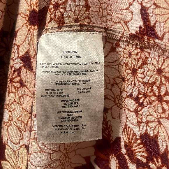 NWOT Volcom Floral Red Babydoll  Mini Sun Dress - Picture 4 of 4